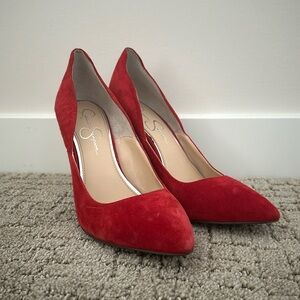 Red Suede Jessica Simpson Heels